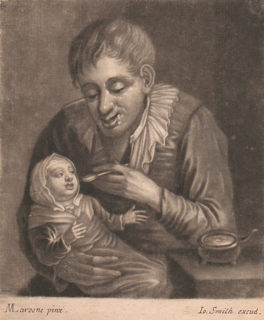 Férfi etető gyermek alkotó: John Smith
