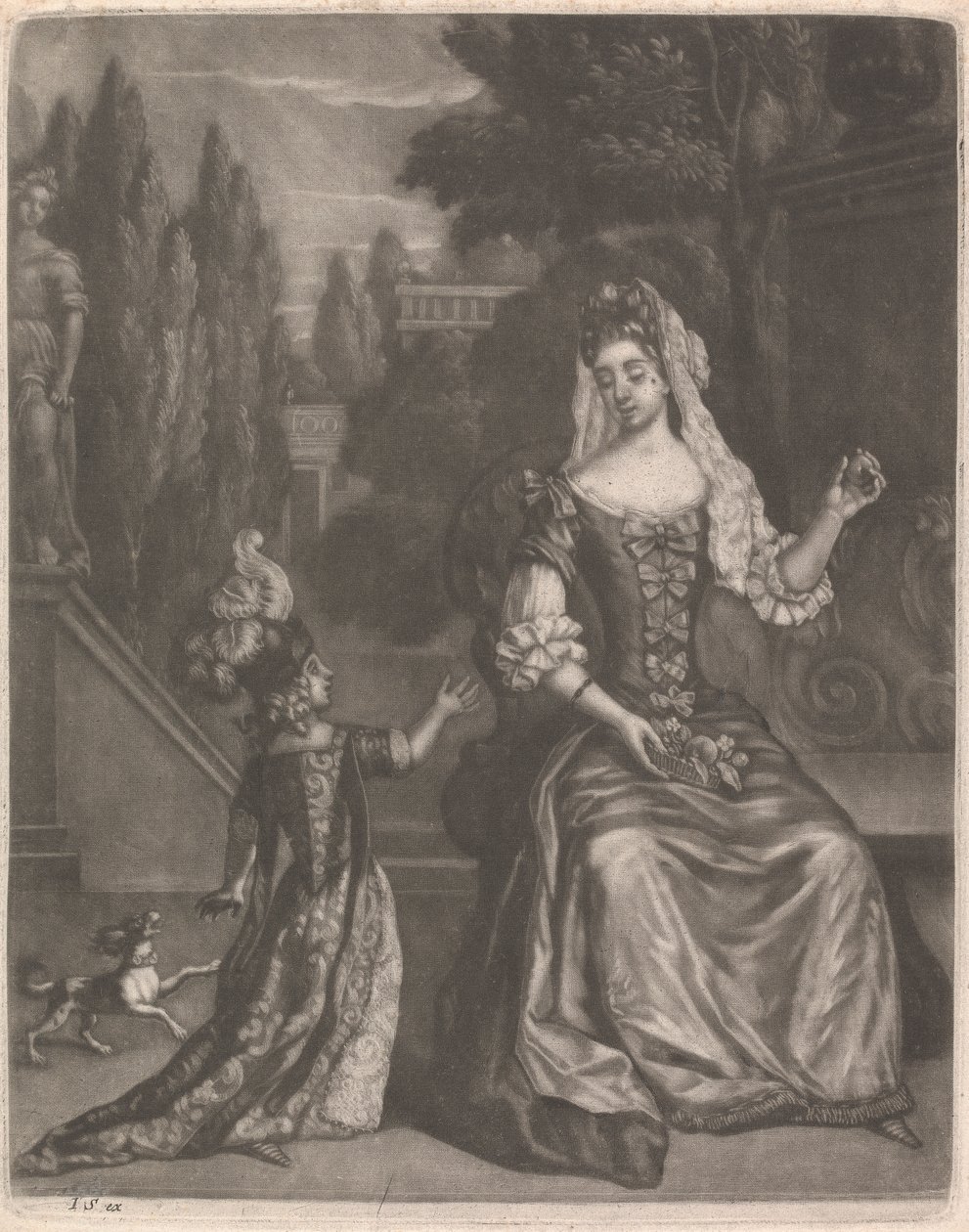 Anya és gyermeke a teraszon alkotó: John Smith