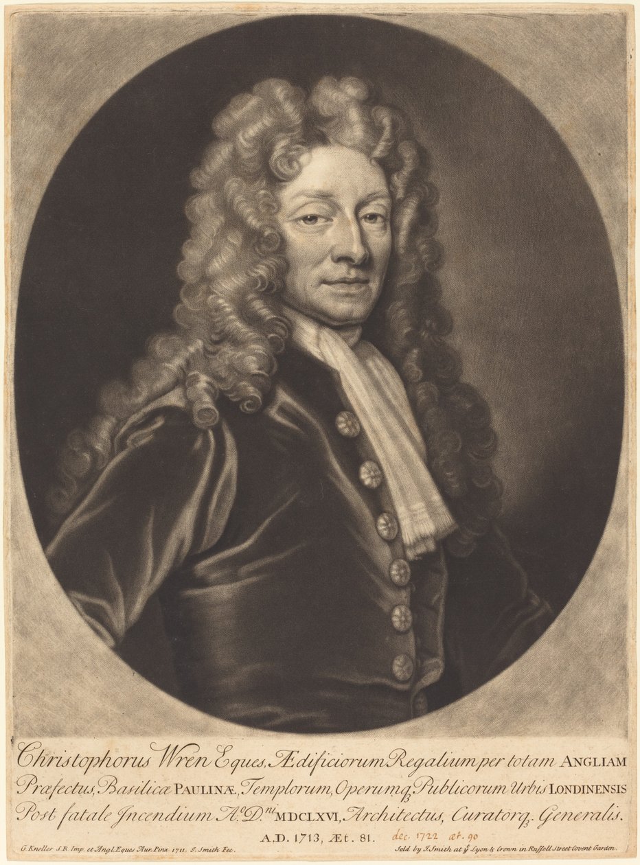 Sir Christopher Wren alkotó: John Smith after Sir Godfrey Kneller