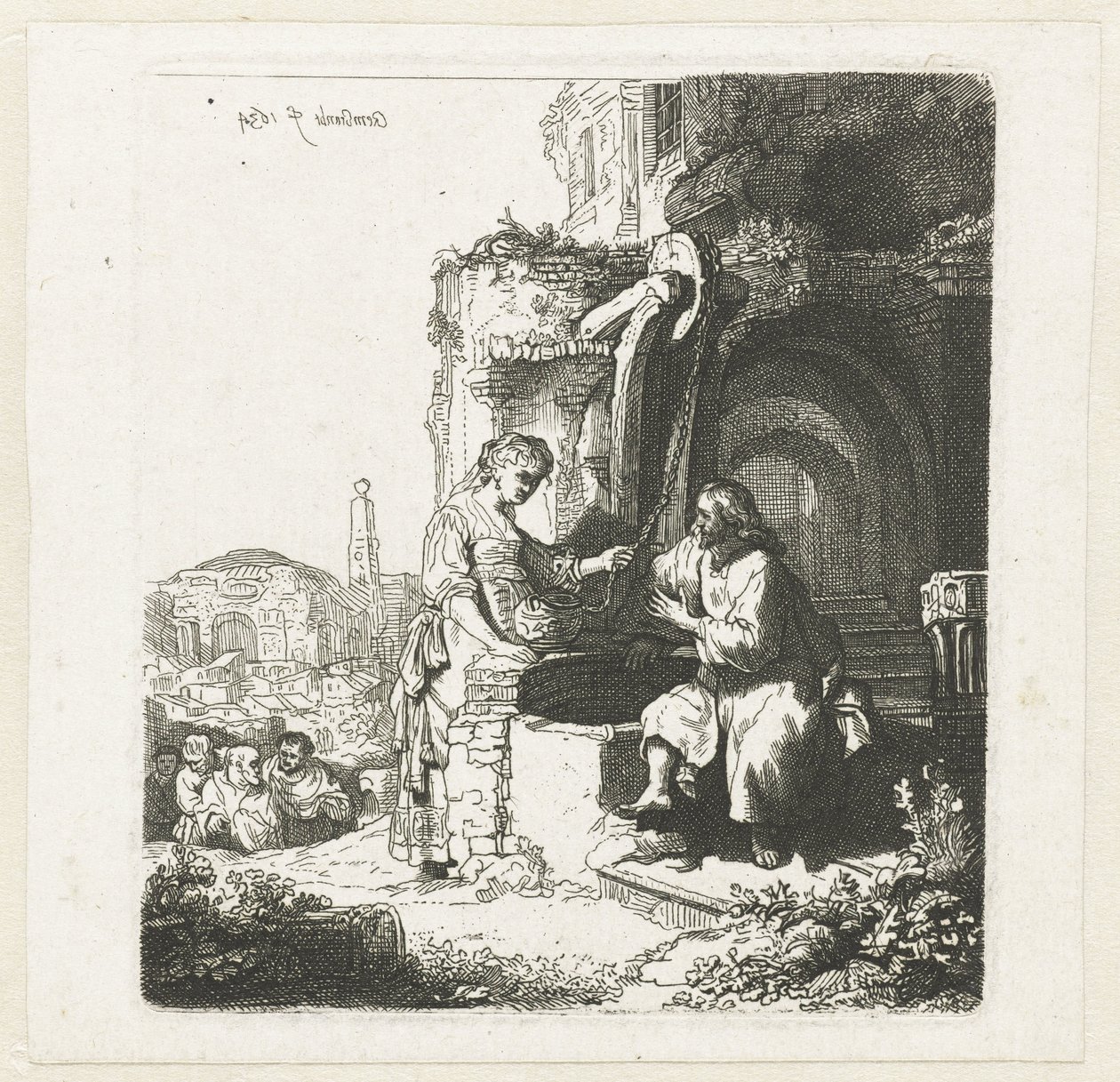 Krisztus és a szamáriai asszony a romok között alkotó: John Smith of Chichester