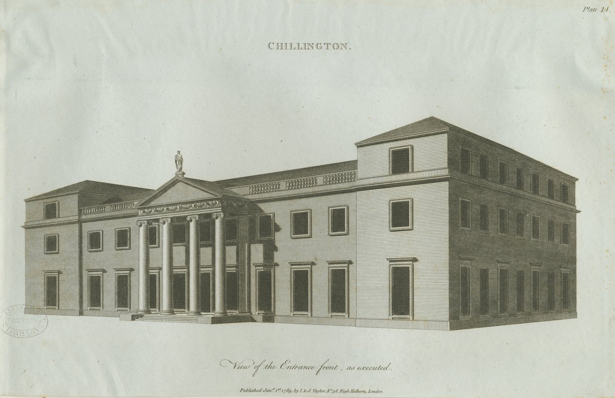 Chillington Hall: metszet, 1789 alkotó: John Soane