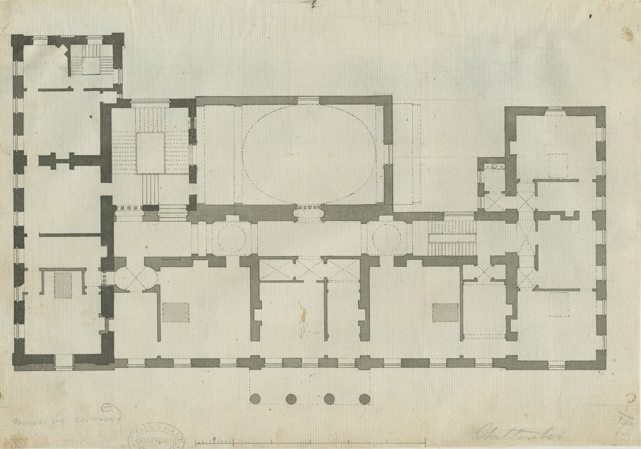 Chillington Hall: toll- és ceruzarajz, nd [1789] (rajz) alkotó: John Soane
