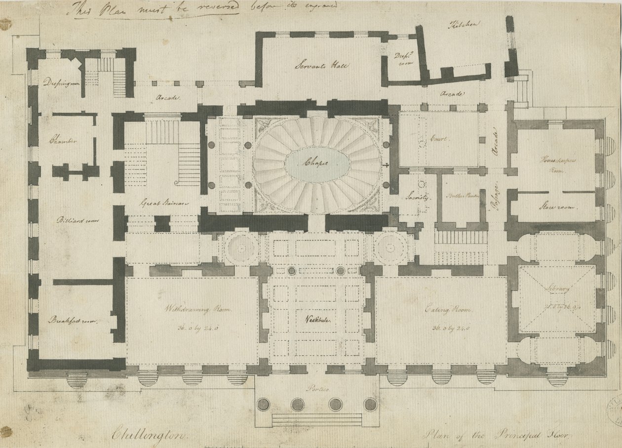 Chillington Hall: toll- és ceruzarajz, nd [1789] alkotó: John Soane