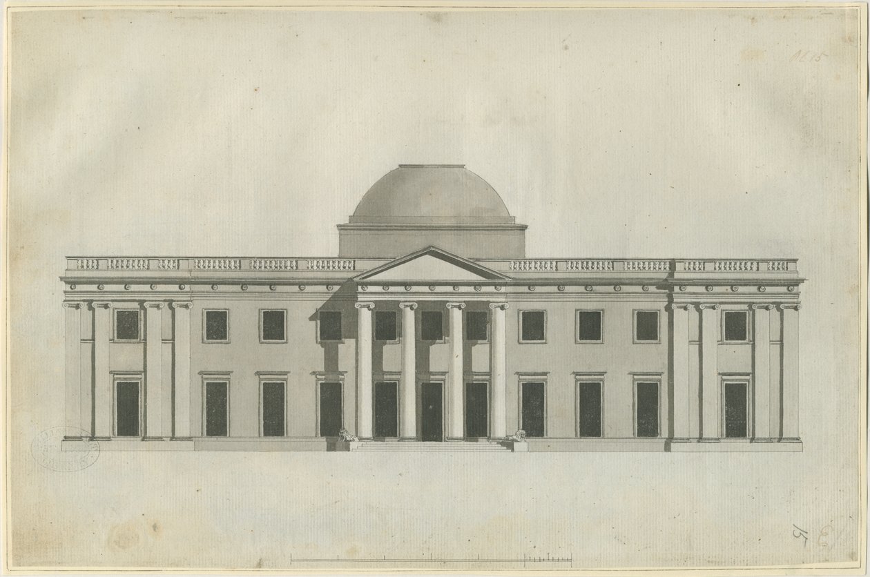 Chillington Hall: toll és mosó rajz, nd [1780-as évek] (rajz) alkotó: John Soane