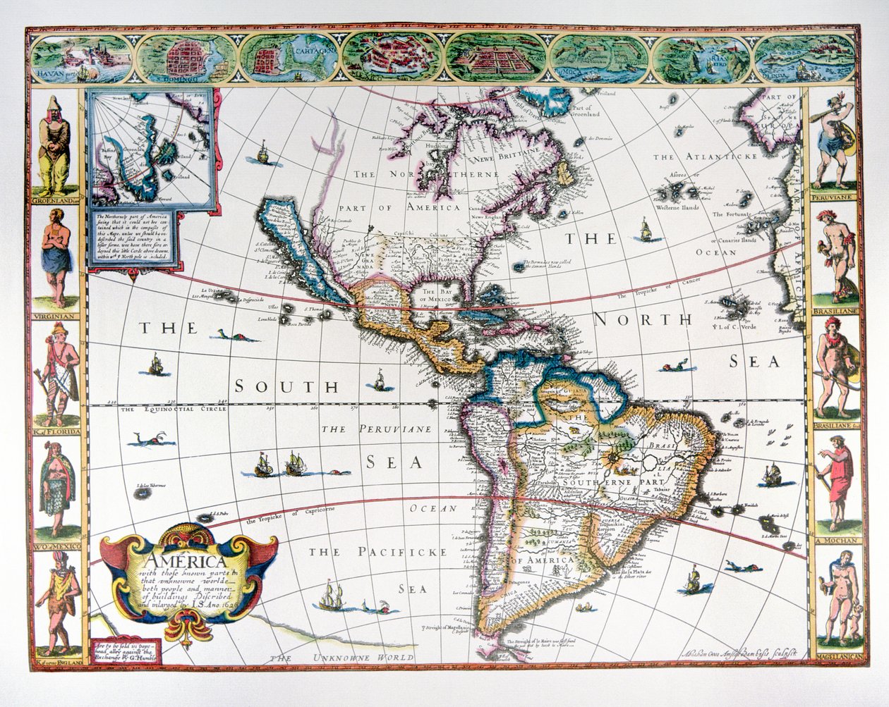 A nyugati félteke térképe 1626-ban (színes litó) alkotó: John Speed