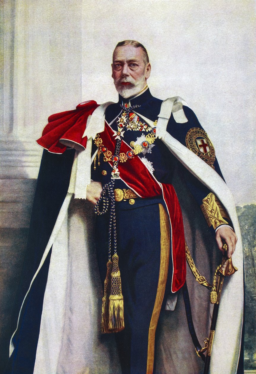 V. György portréja, a Hagyományőrző Rend uralkodója alkotó: John St. Helier (after) Lander
