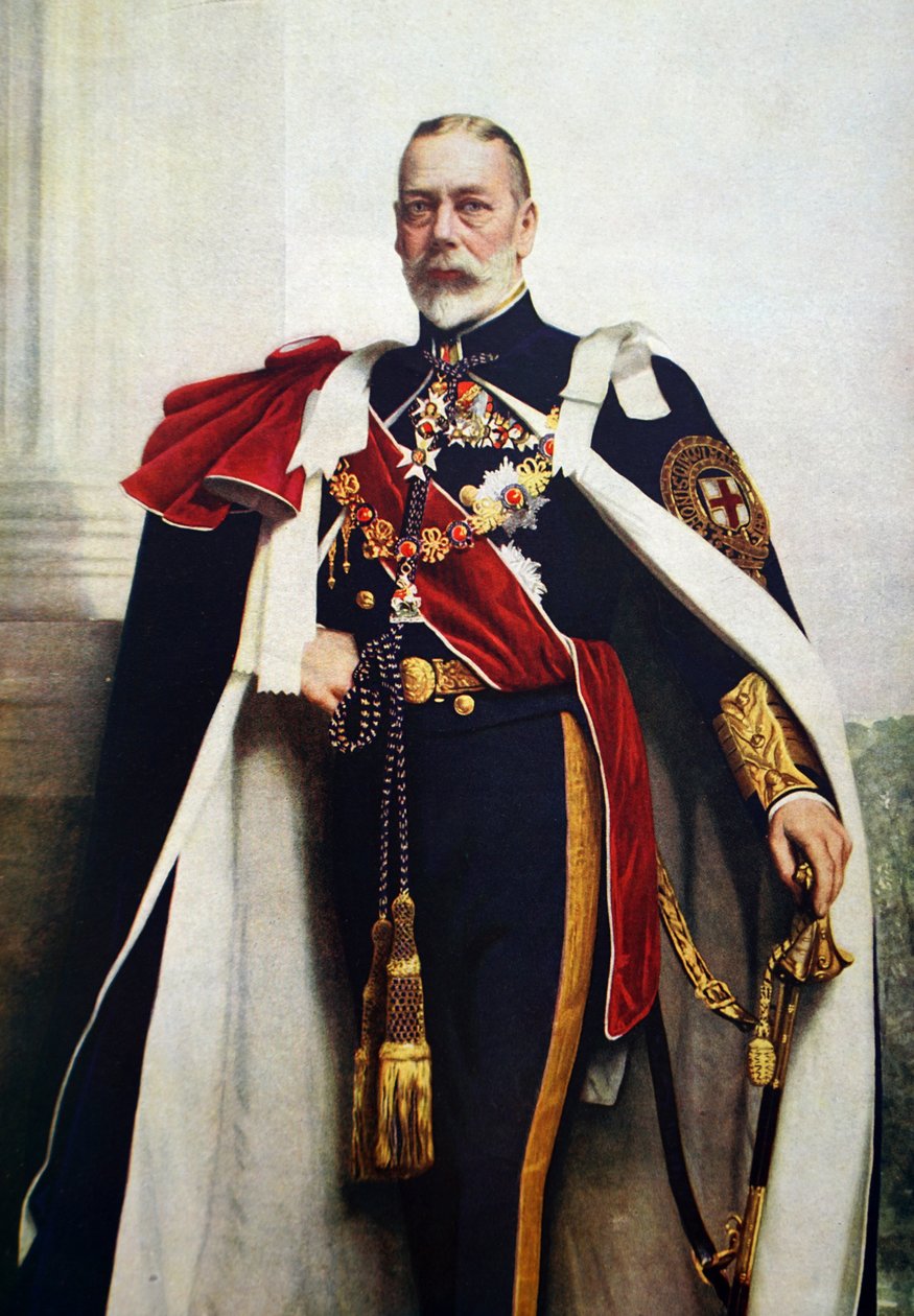 V. György portréja, a Hagyományőrző Rend uralkodója alkotó: John St. Helier (after) Lander