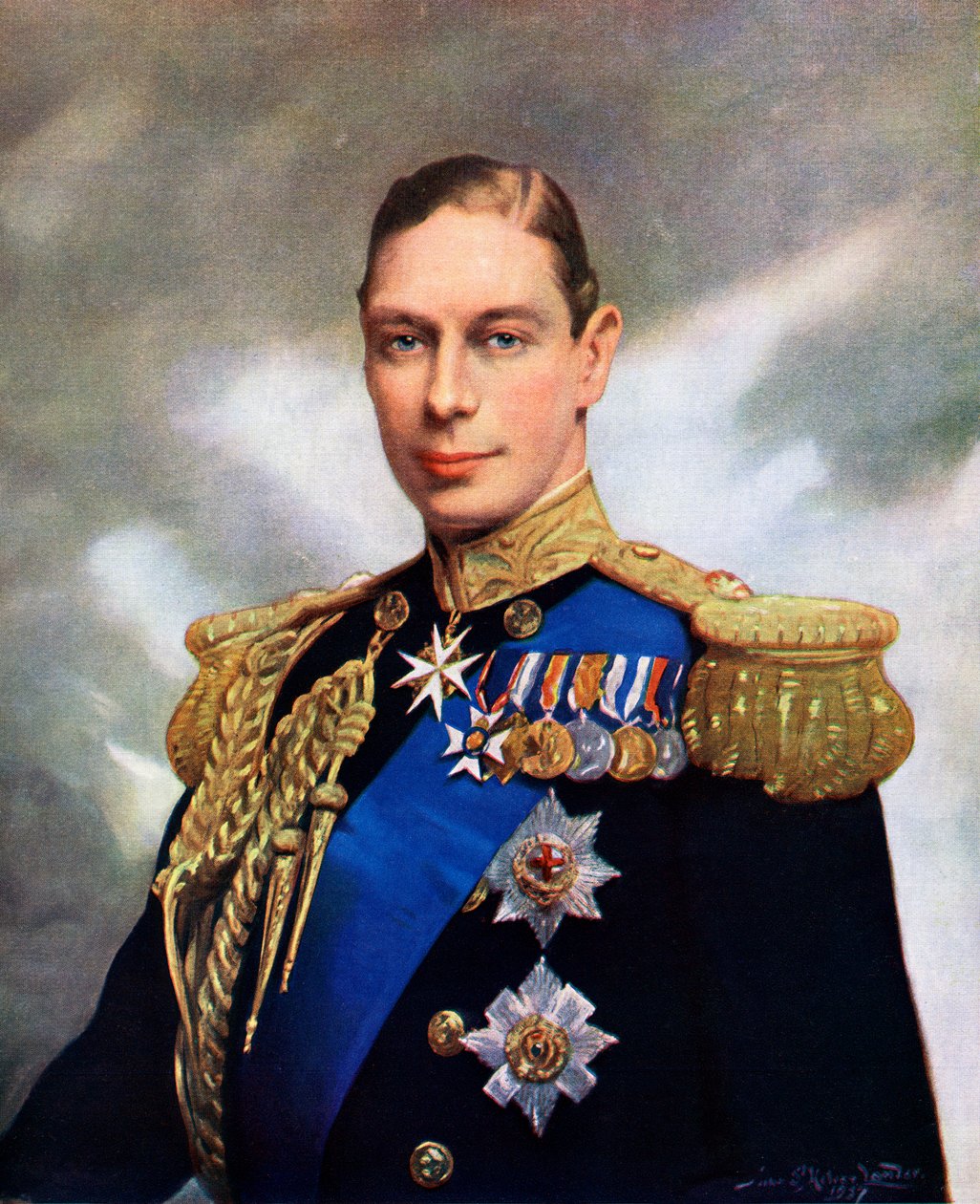 György király koronázási portréja 1937-ben alkotó: John St. Helier Lander