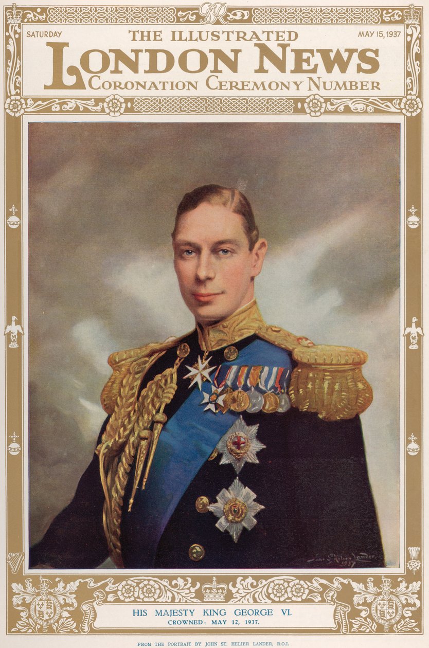 György király (1895-1952) portréja a „The Illustrated London News”-ból, 1937. május 15. alkotó: John St. Helier Lander
