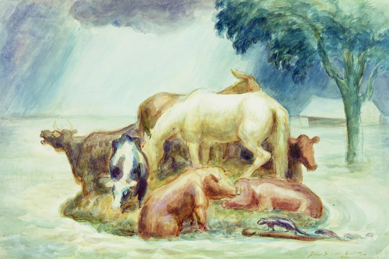 Menedék, 1936 körül (akvarell, papír) alkotó: John Steuart Curry