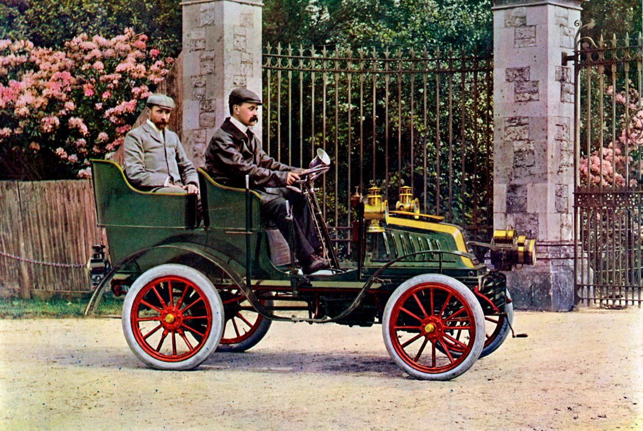 Két Edward-korabeli úriember autóban ül, 1902-1903 alkotó: John Swan and Son