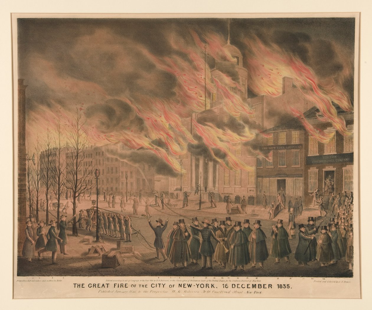 New York város nagy tűzvésze, 1835. december 16 alkotó: John T. Bowen
