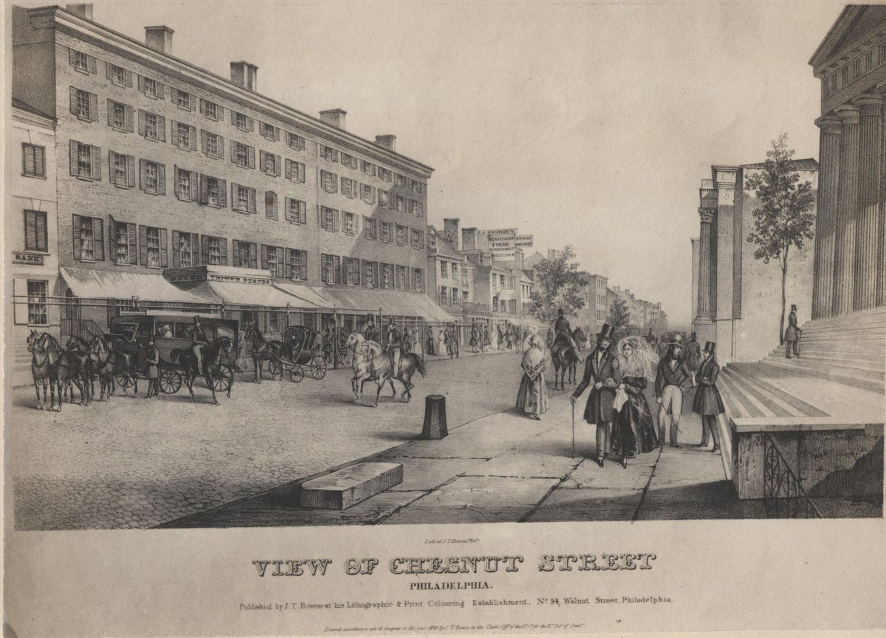 Kilátás a Chestnut Streetre, Philadelphia alkotó: John T. Bowen