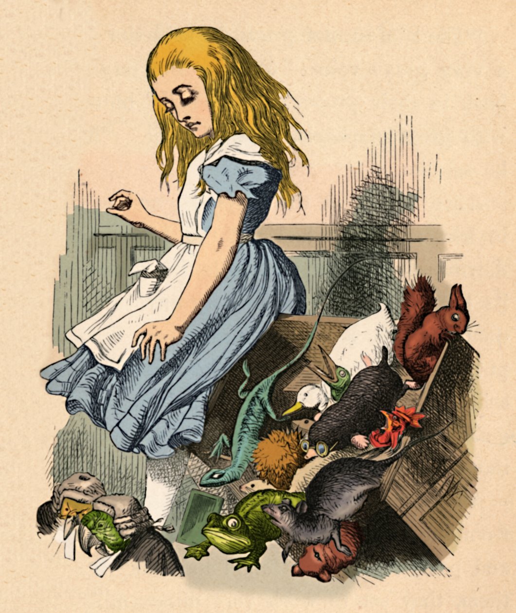 Alice és állatok. A káosz és az udvar, 1889 alkotó: John Tenniel