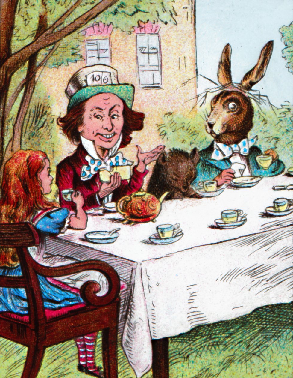 Alice a Mad Hatters Tea Party-n, 1910 alkotó: John Tenniel