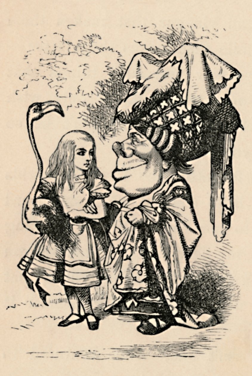 Alice, aki a gólyát hordja, és a hercegnővel beszélget, 1889 alkotó: John Tenniel