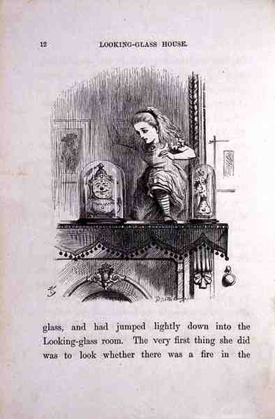 Alice a tükörszobában, illusztráció Lewis Carroll (1833-98) "A tükörben" című művéből. alkotó: John Tenniel