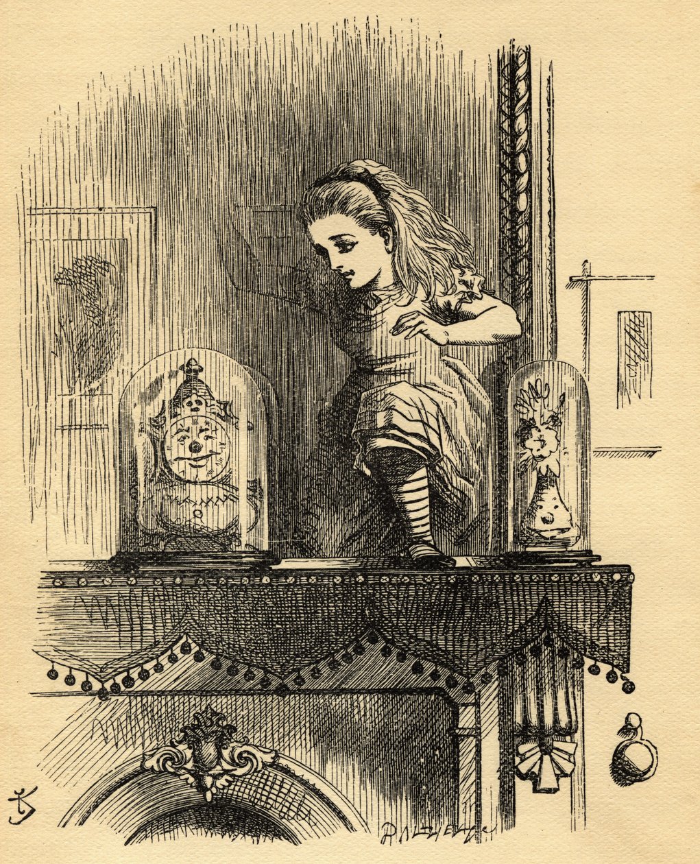 Alice in the Looking Glass House, illusztrációja Lewis Carroll (1832-98) „Through the Looking Glass” című művéből, először 1871-ben jelent meg alkotó: John Tenniel
