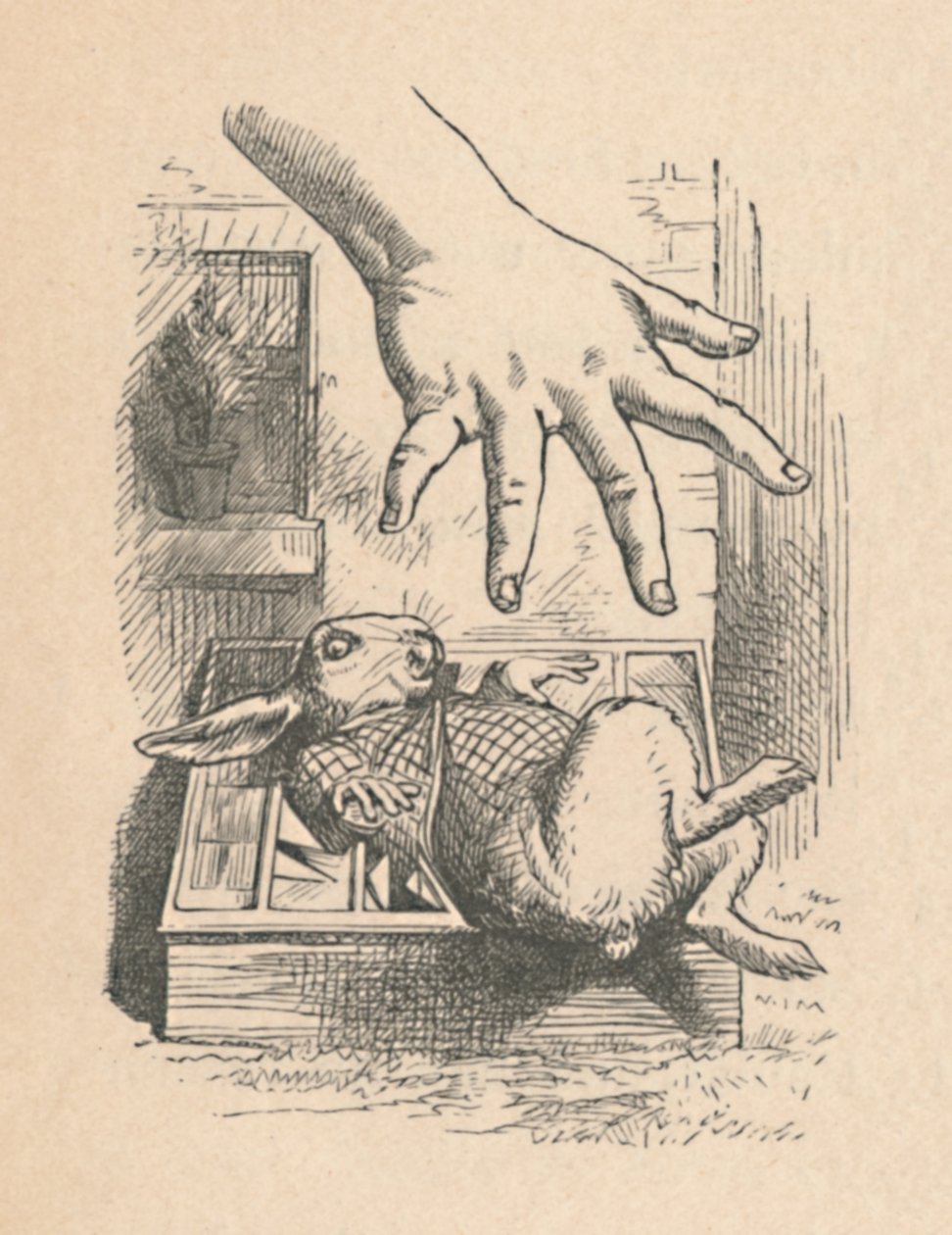 Alice letette a kezét a Fehér Nyúlra, 1889 alkotó: John Tenniel