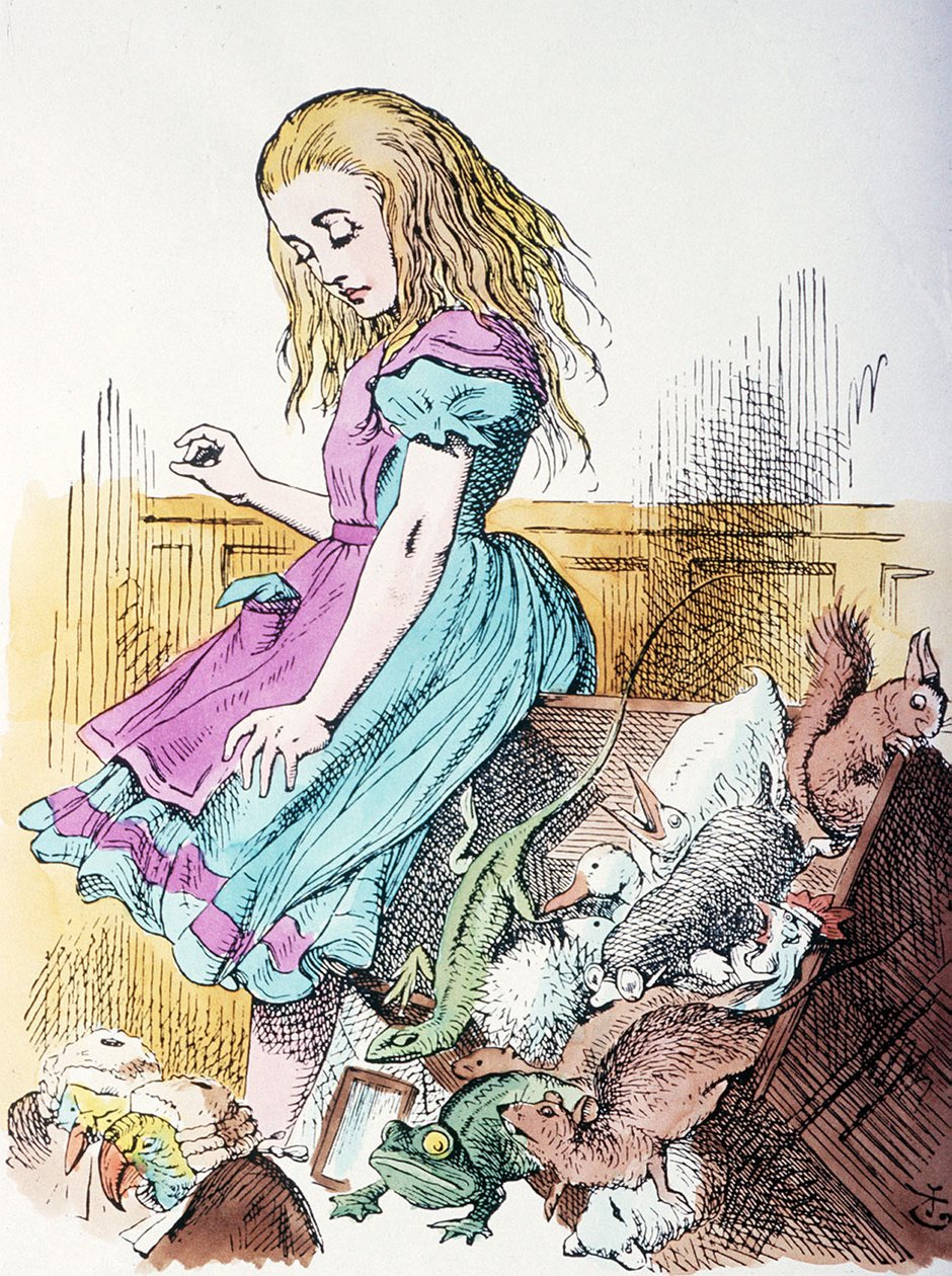 Alice állatokkal körülvéve alkotó: John Tenniel
