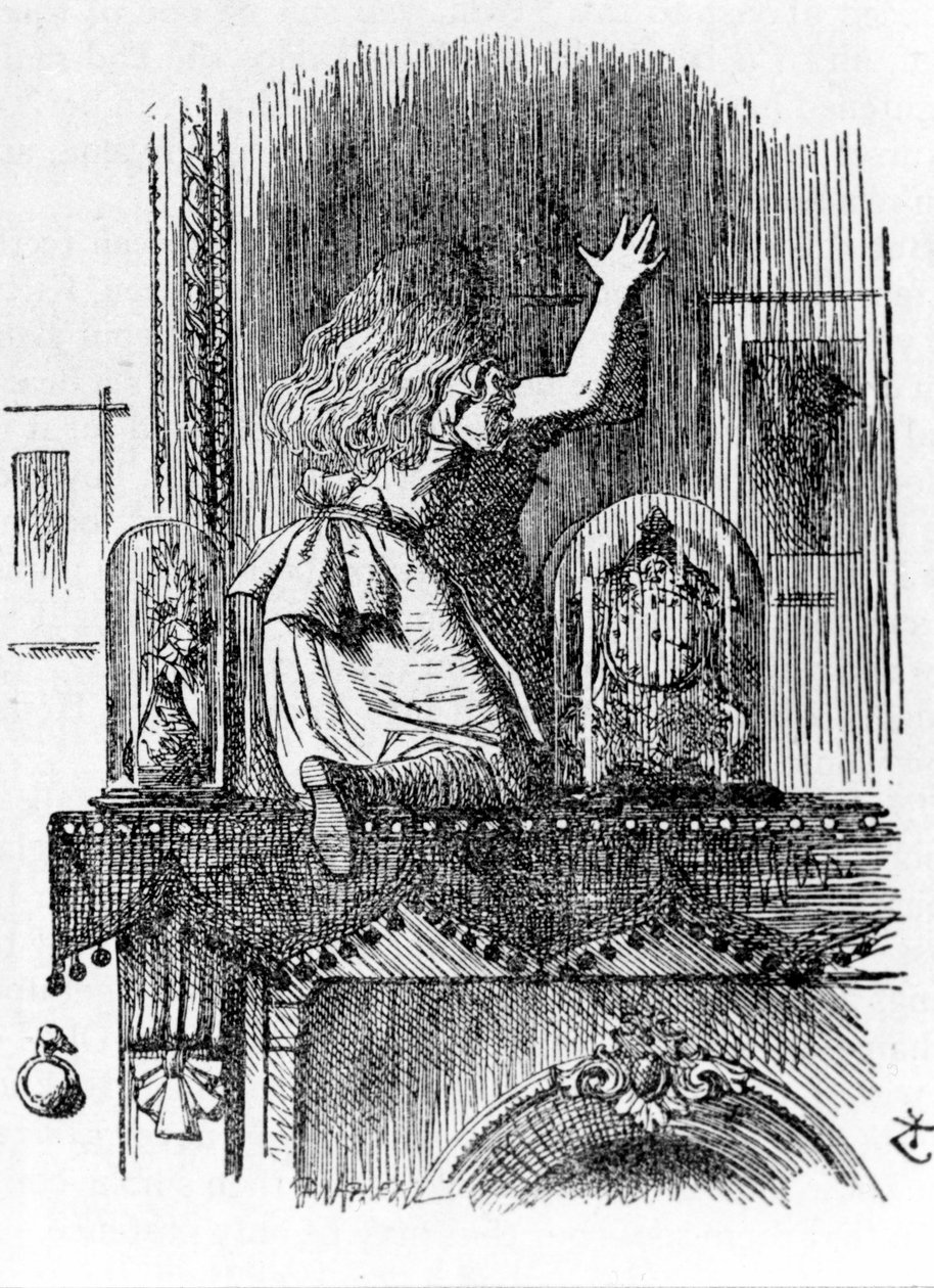Alice áthalad a tükörben – Lewis Carroll „Alice kalandjai Csodaországban és a nézőüvegen keresztül” című filmjében, John Tenniel (1820-1914) illusztrációja alkotó: John Tenniel