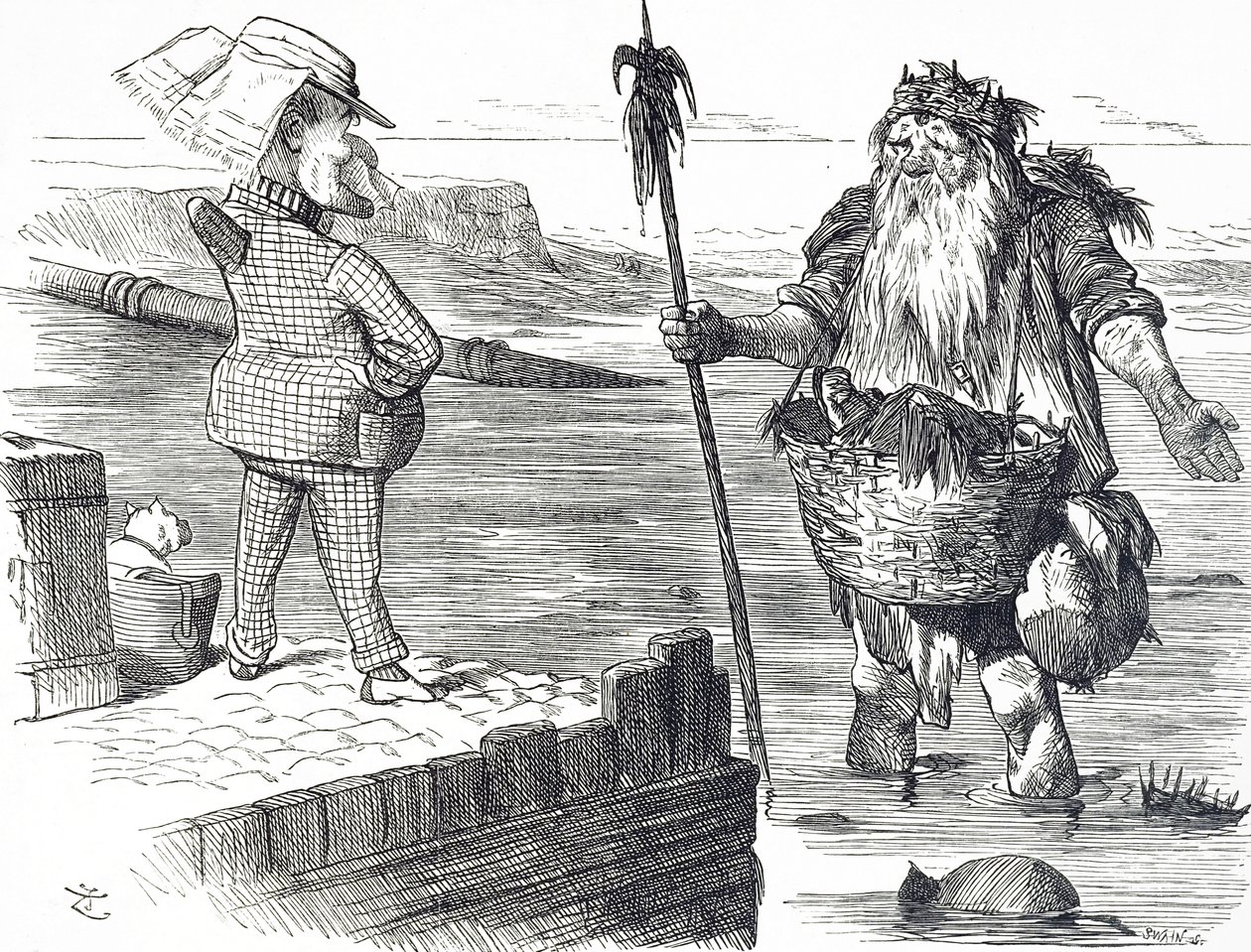 Rajzfilm kommentálja a londoni Temze szennyezését alkotó: John Tenniel