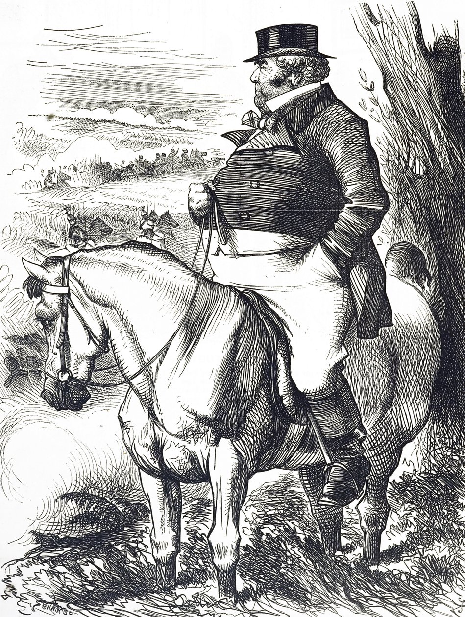Rajzfilm, amely John Bull-t az őszi manővereket nézi alkotó: John Tenniel