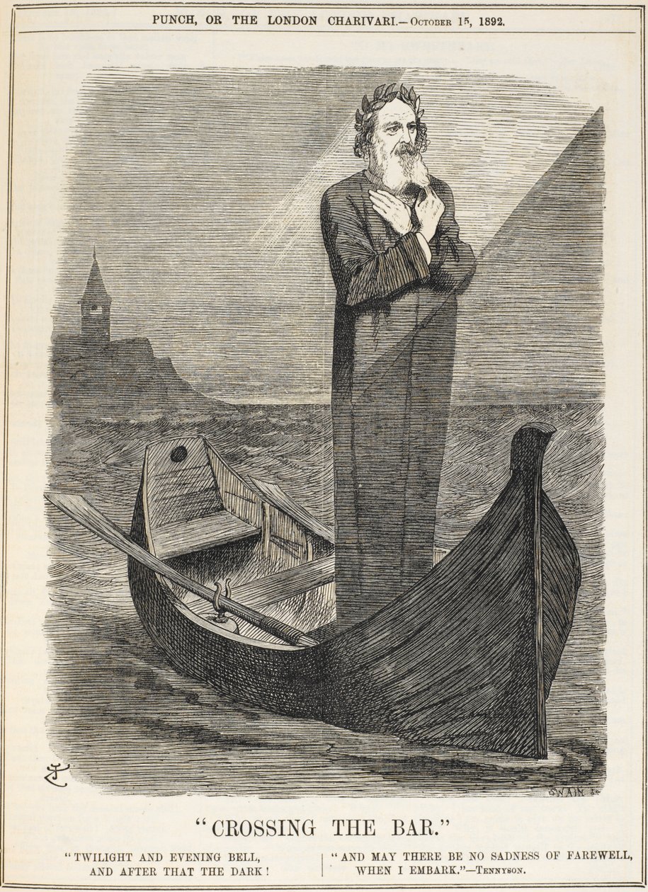 A „Crossing the Bar” Alfred egyik leghíresebb költeménye lett, Lord Tennyson. Ez az emlékrajzfilm röviddel Tennyson halála után jelent meg alkotó: John Tenniel