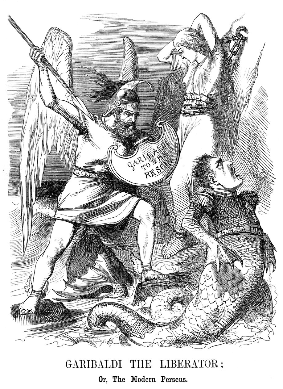 Giuseppe Garibaldi, Szicília és Nápoly meghódítása az új olasz királyságért, 1860 alkotó: John Tenniel
