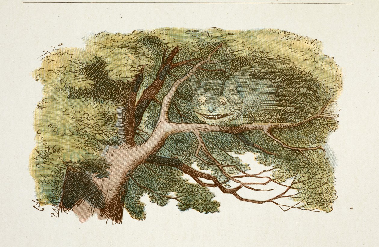 ""The Cheshire Cat"" Tányér az "Alice Csodaországban"-ból (Alice kalandjai Csodaországban), Lewis Carroll, illusztrálta John Tenniel alkotó: John Tenniel