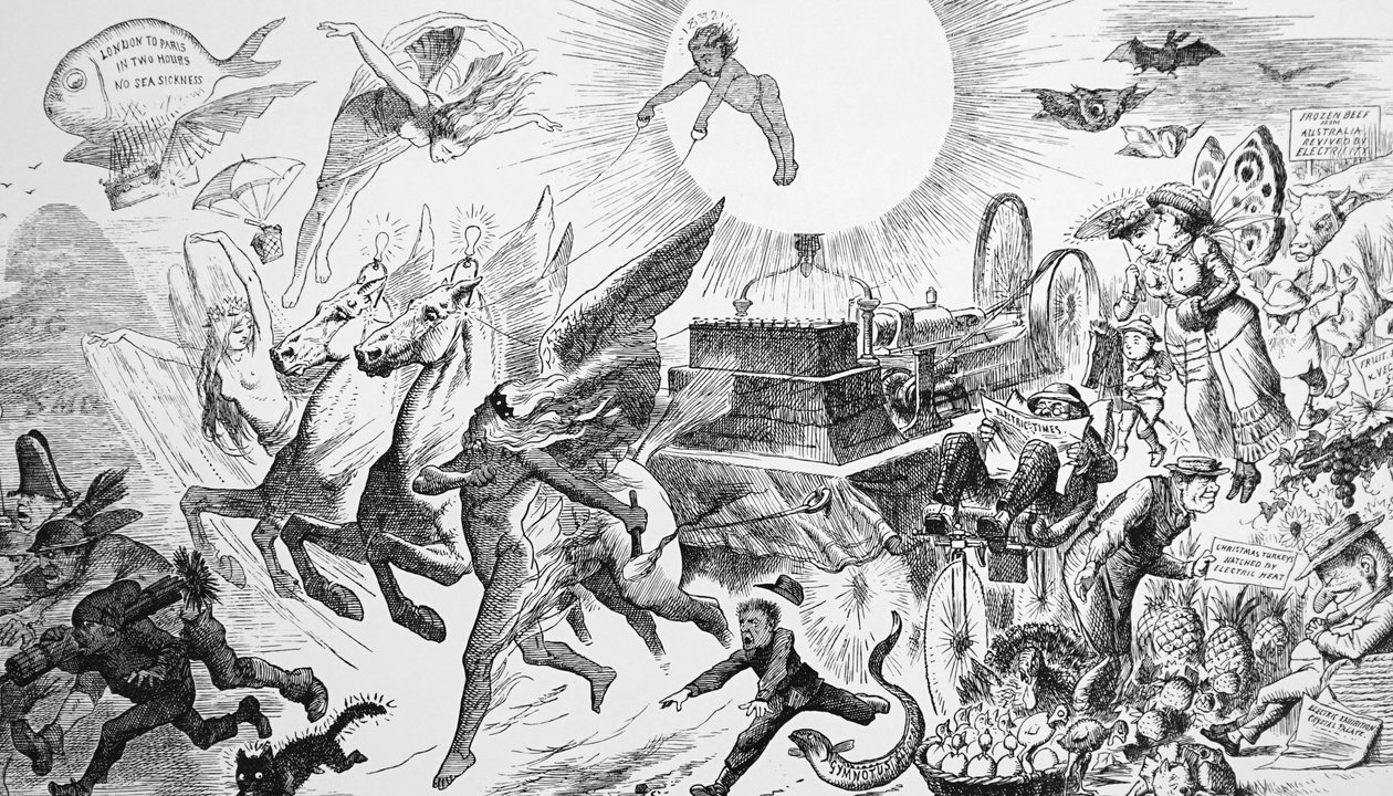 Punch úr álma az elektromosságról mindent elsöpör maga előtt alkotó: John Tenniel