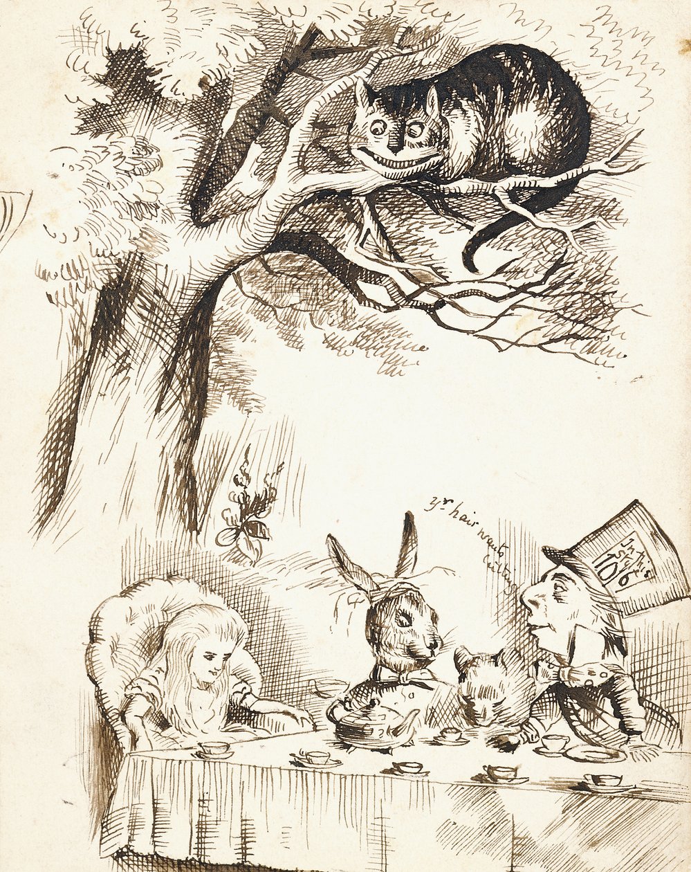 Jelenet Az őrült kalapos teapartijából, 1865 körül alkotó: John Tenniel