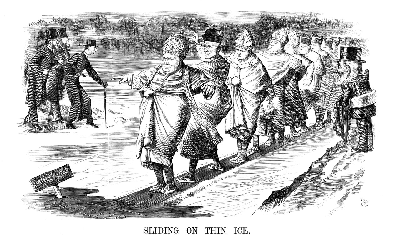 Csúszás vékony jégen, 1869 alkotó: John Tenniel