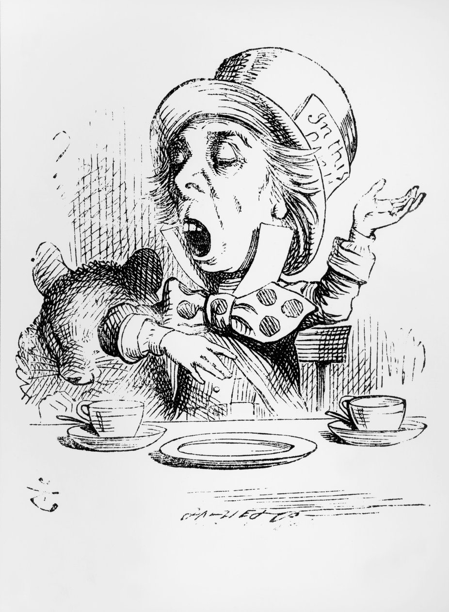Az őrült kalapos, illusztráció az „Alice kalandjai csodaországban” című művéből, Lewis Carroll, 1865 alkotó: John Tenniel
