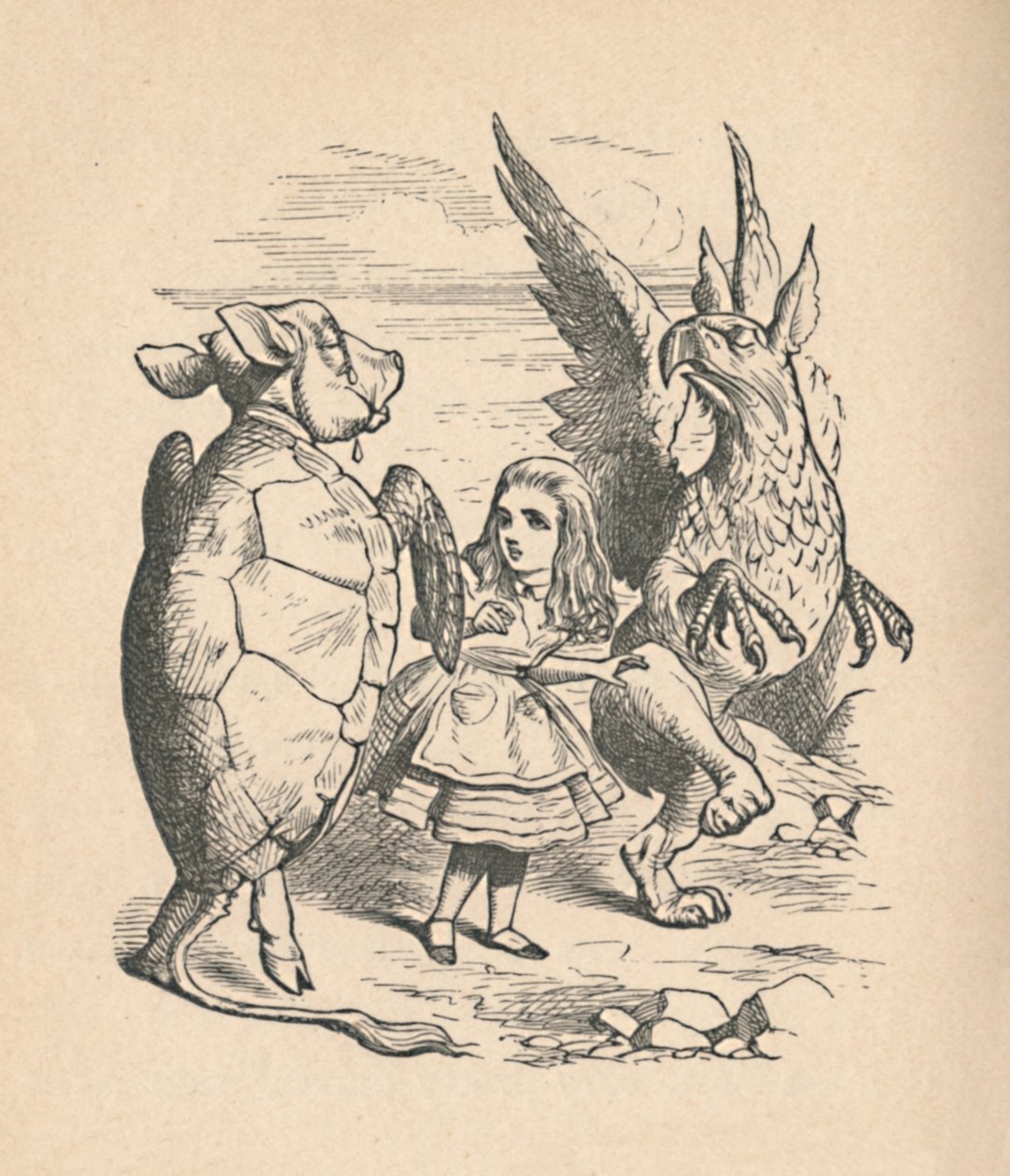 A színlelt teknős, Alice és a grifóna, 1889 alkotó: John Tenniel
