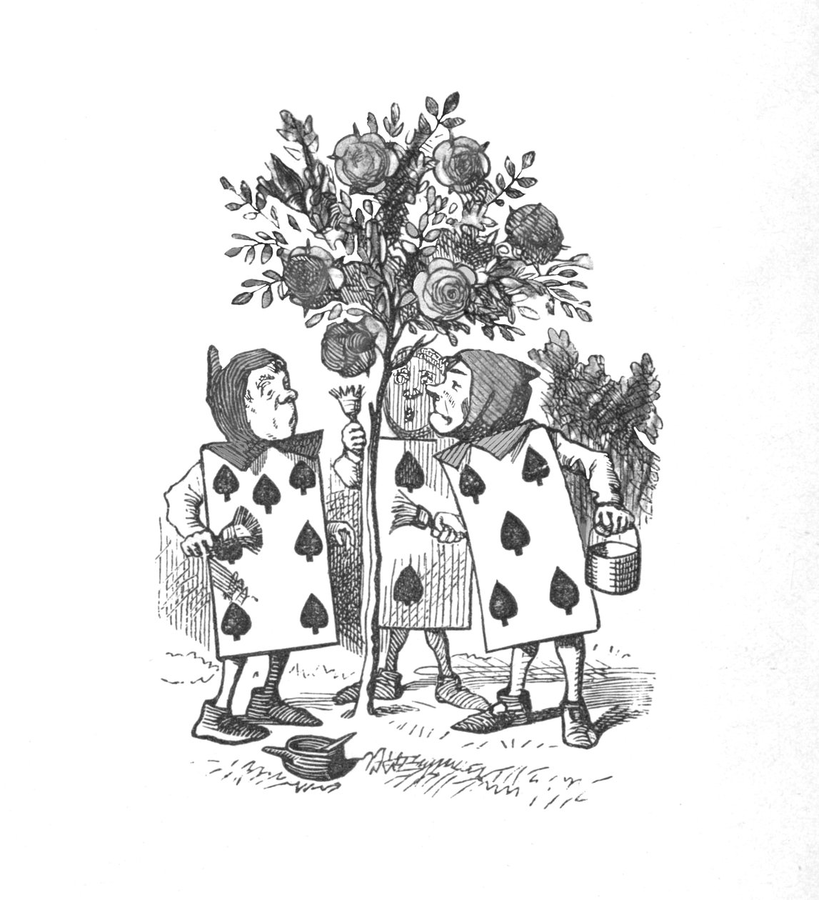 A játékkártyák a rózsabokrokat festve, 1889 alkotó: John Tenniel