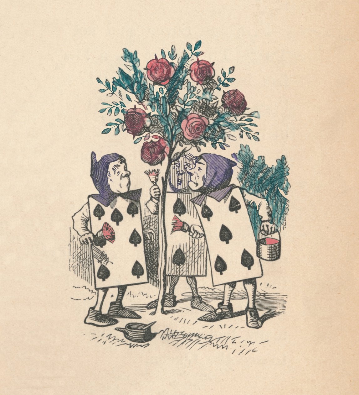 A játékkártyák a rózsabokrokat festve, 1889 alkotó: John Tenniel