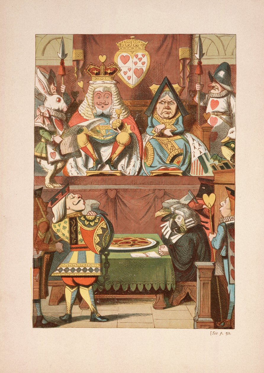 Lewis Carroll (1832-98) A Szívek Kúpjának próbatétele az Alice-ek Csodaországban kalandjaiból és a szemüvegen keresztül, és amit Alice ott talált, 1911-ben megjelent (színes litográfia) alkotó: John Tenniel