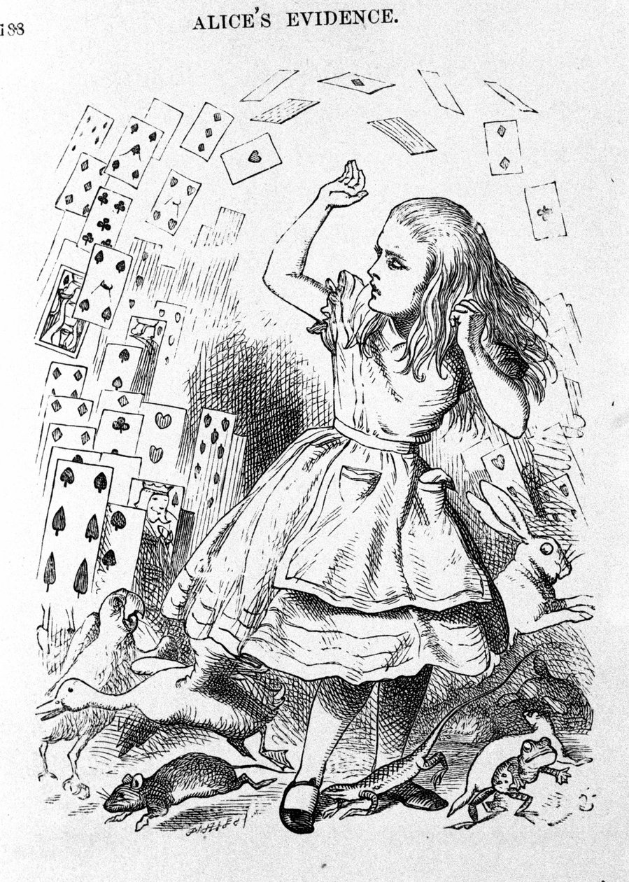 A kijátszható kártyák – Lewis Carroll „Alice kalandjai Csodaországban” című filmben, John Tenniel (1820-1914) első kiadásának illusztrációja alkotó: John Tenniel