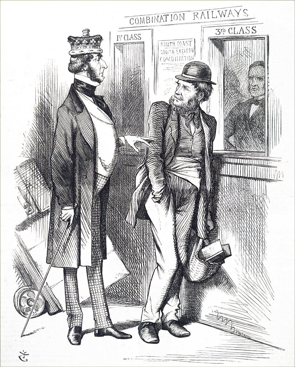 Az emelkedő vasúti viteldíjak. alkotó: John Tenniel