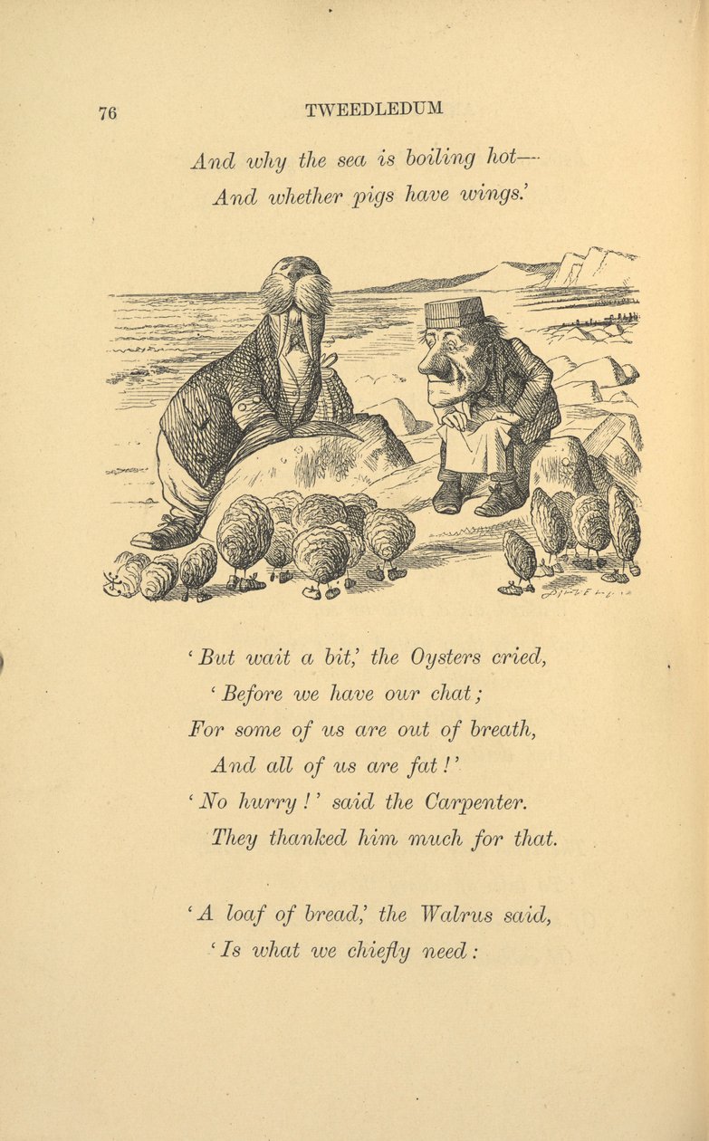A rozmár és az ács osztrigával. alkotó: John Tenniel