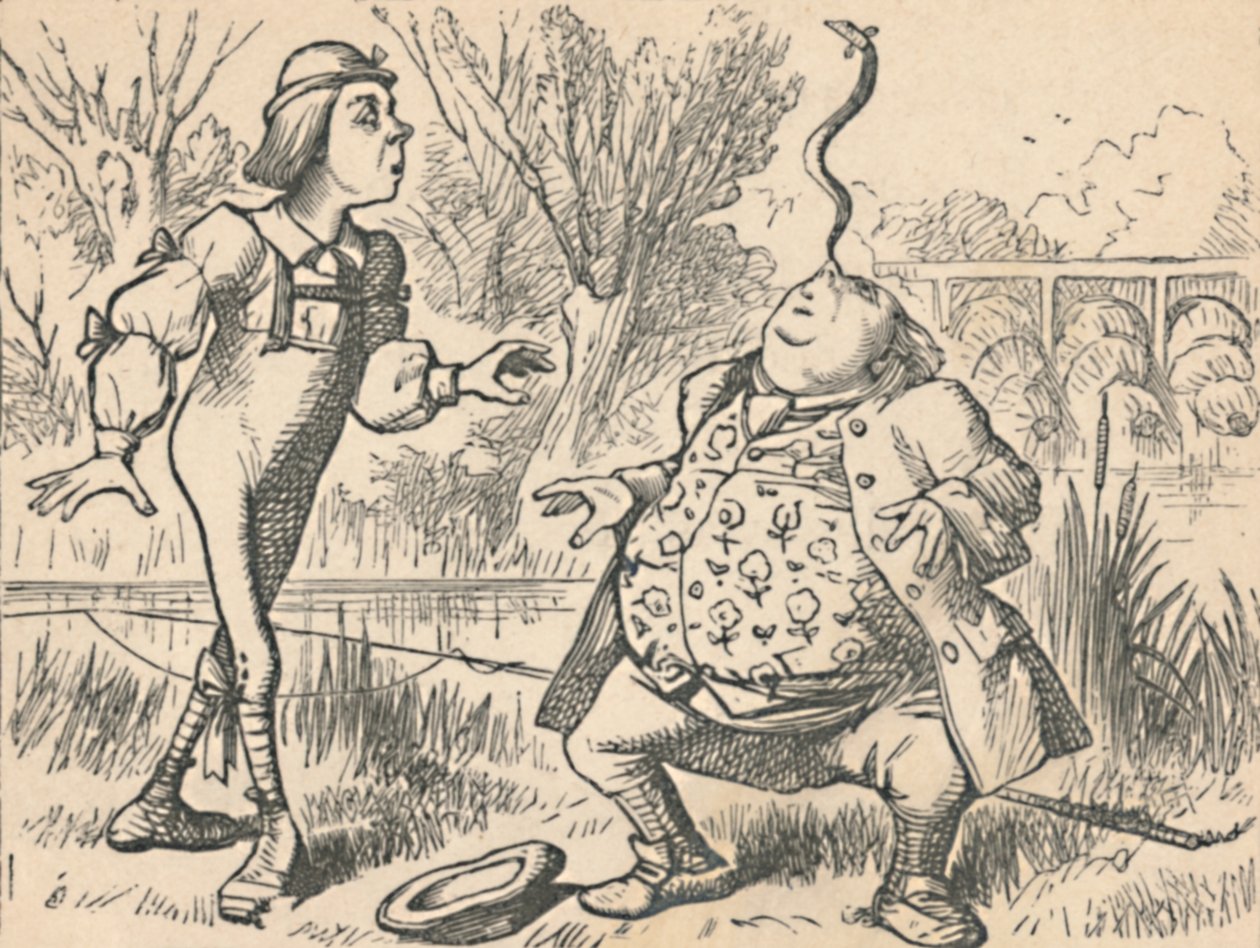 Az ifjú és az apja, aki halat egyensúlyoz az orrán, 1889 alkotó: John Tenniel