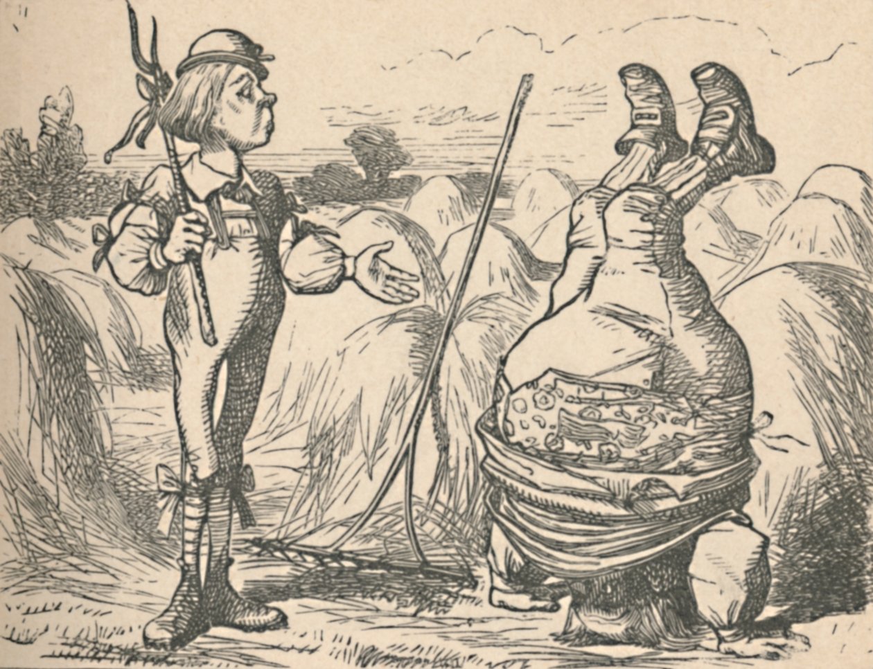 A fiatal ezzel az apával beszélget, aki kézen áll, 1889 alkotó: John Tenniel