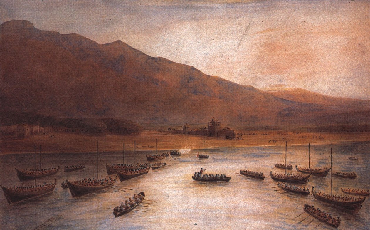 Brit csapatok partraszállása Ras Al Khaimah-ban 1809 J. Thirtle által alkotó: John Thirtle
