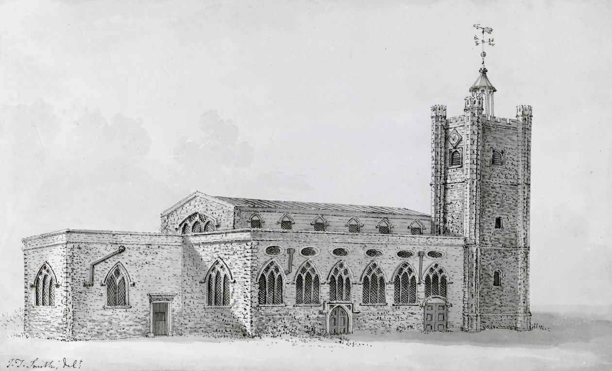 Old St Giles templom, 1718 körül (metszet) alkotó: John Thomas (after) Smith