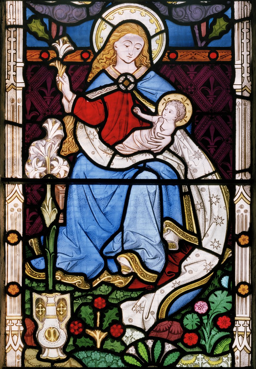 Madonna és gyermeke, 1863 (ólomüveg) alkotó: John Thomas Grylls