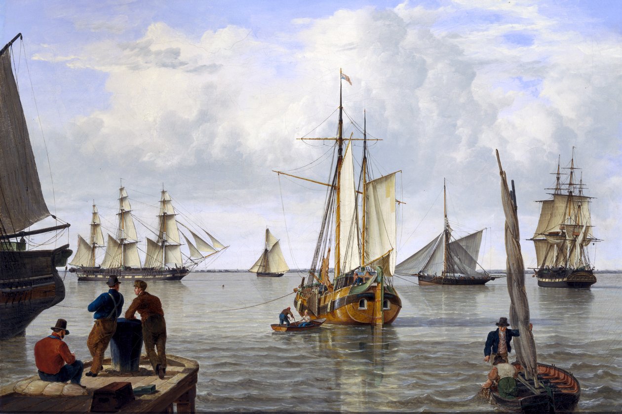 Szállítás a Temze torkolatában, 1820 alkotó: John Thomas Serres
