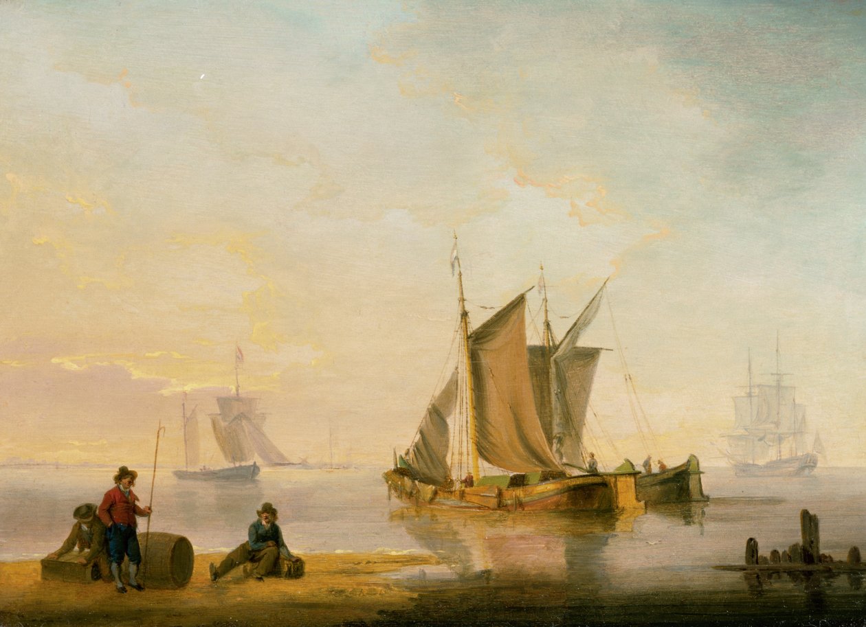 A Weymouth-i kikötő, 1805 (toll, tinta és akvarell papíron) alkotó: John Thomas Serres