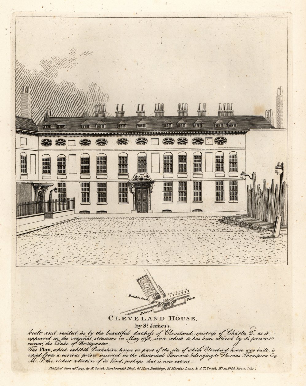 Cleveland ház a londoni St James Palace mellett alkotó: John Thomas Smith