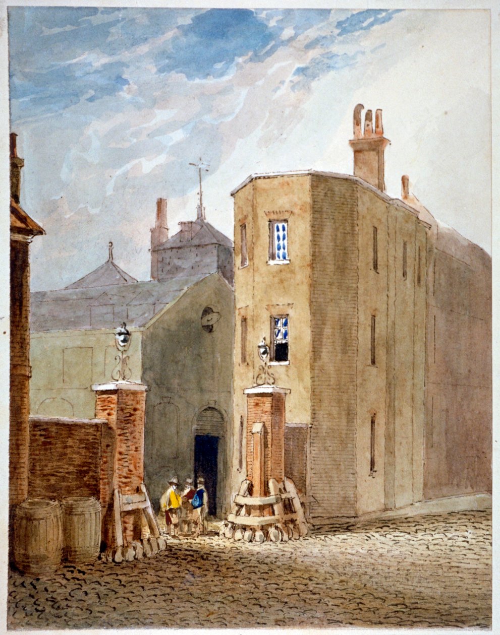 Bejárat a Thrale sörfőzdéjébe, később a Berkeley Perkins sörfőzdébe, Southwark, London, 1820 alkotó: John Thomas Smith
